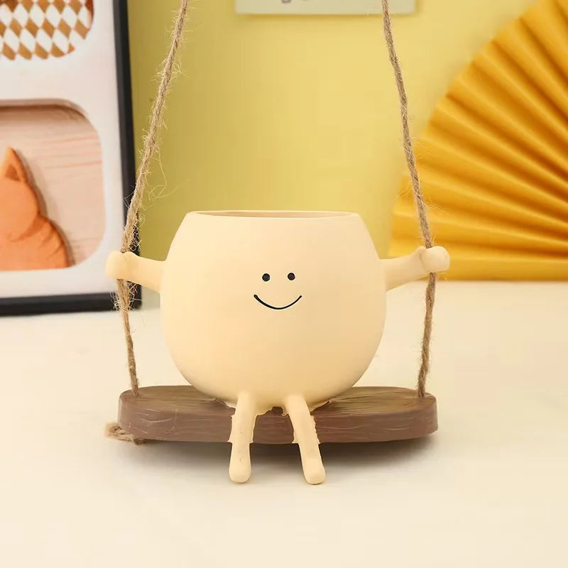 Smiley Resin Plant Pot