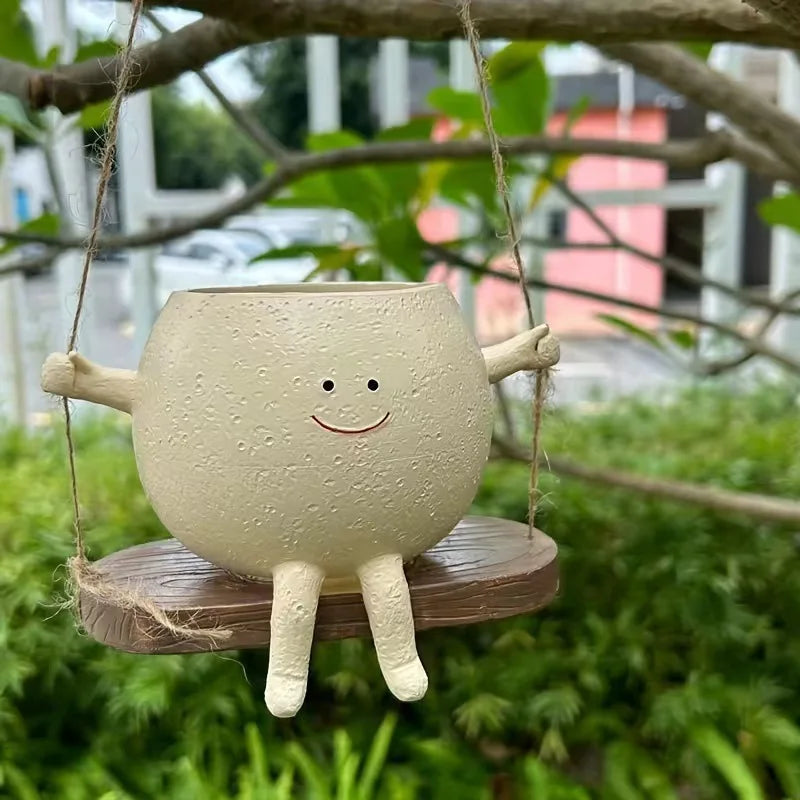 Smiley Resin Plant Pot